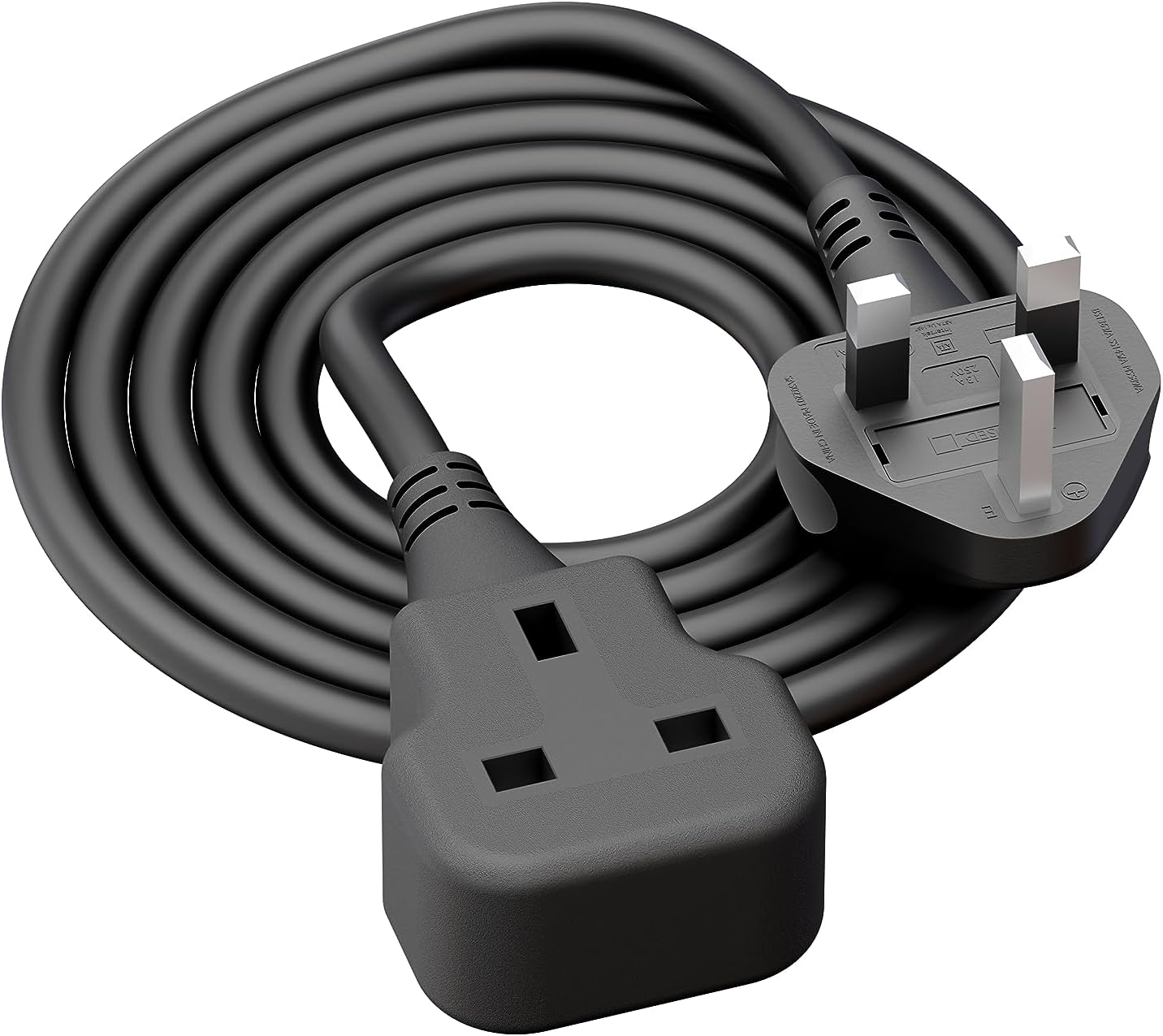 1 Meter Short Extension Lead Single Plug Socket Power Cable 13 Amp Extension Cor...