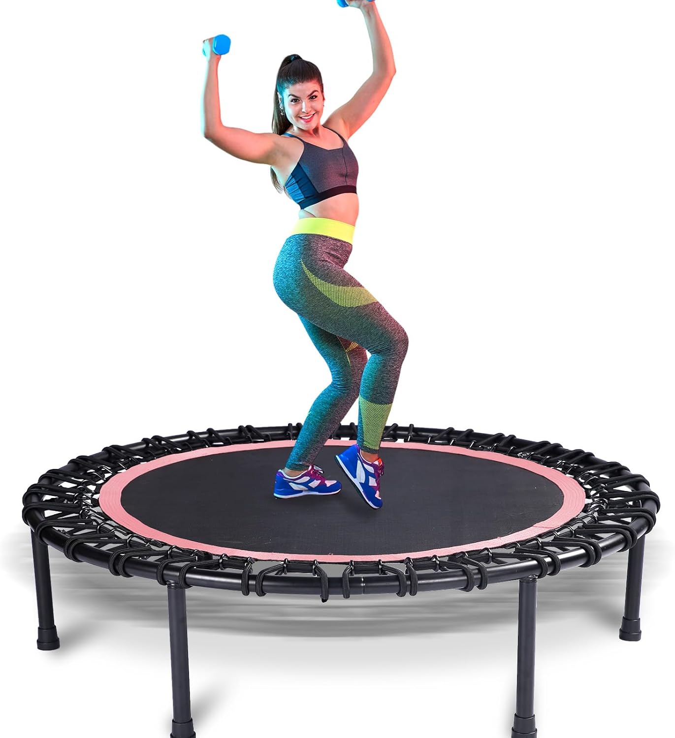 Mini Fitness Trampoline with Bungees – Stable & Quiet Rebounder for Adults, Perf...