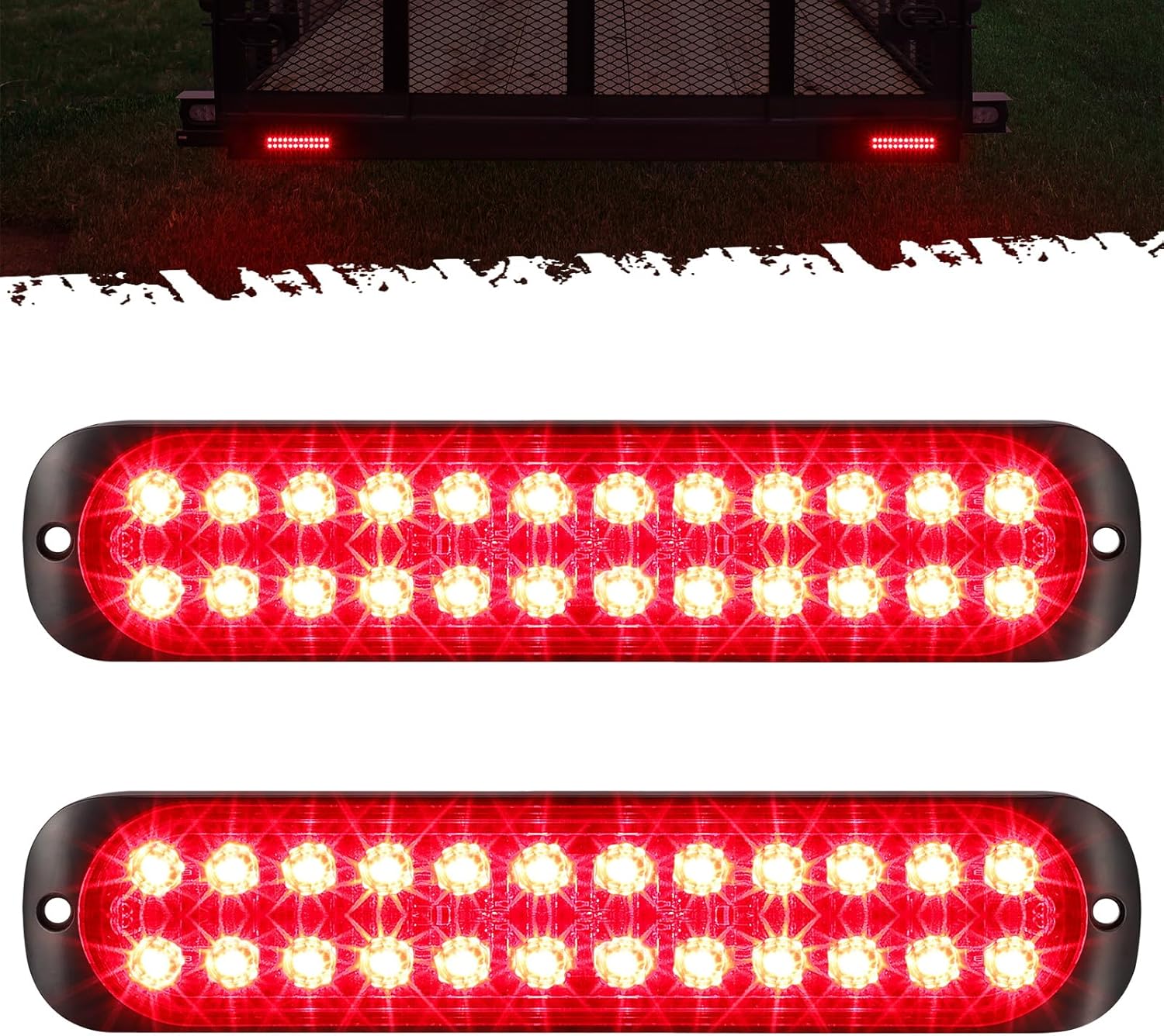 Partsam 2Pcs 7.5 inch Aluminum Housing Red 24LEDs Trailer Stop Brake Turn Signal...