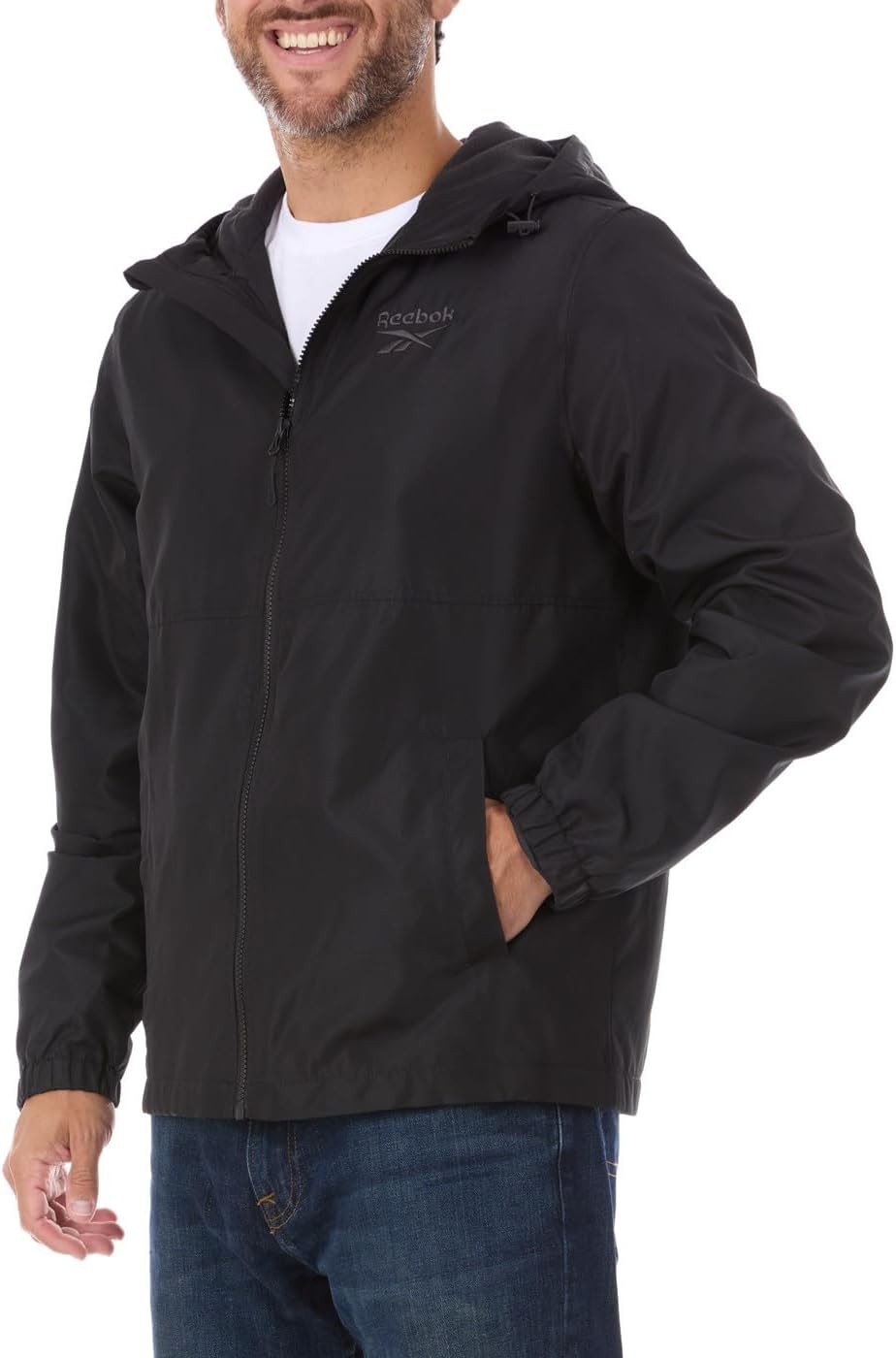 Reebok Rain Jacket Men with Hood, Windbreaker Men Lightweight Waterproof Jacket...