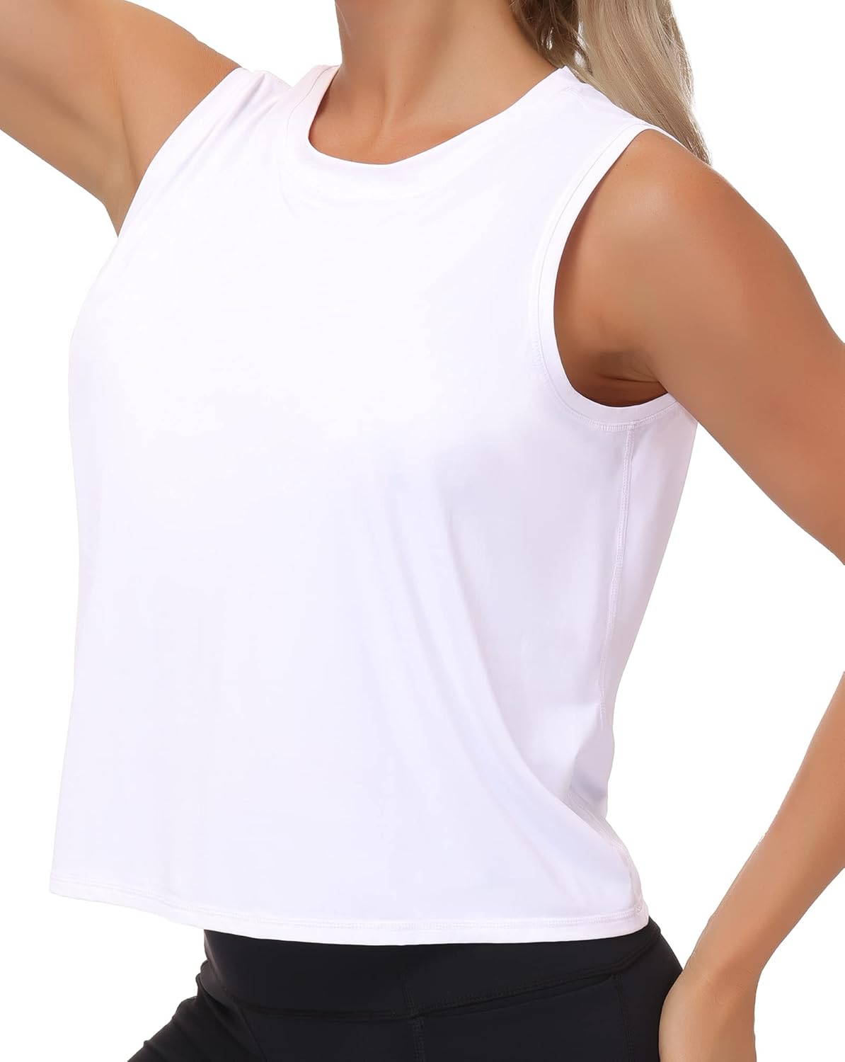 THE GYM PEOPLE Women's Workout Tops in Ice Silk Quick Dry Sleeveless White Small
