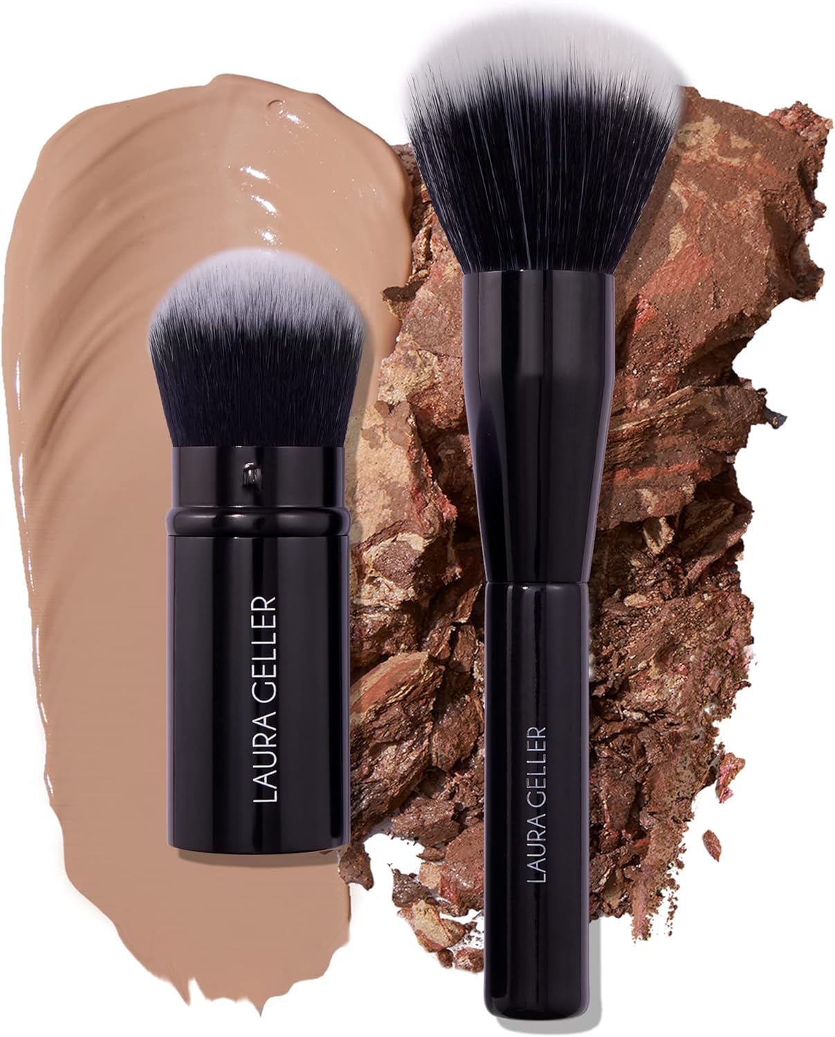 Laura Geller Beauty NEW YORK Better Together Two-Piece Makeup Brush Set for Powd...