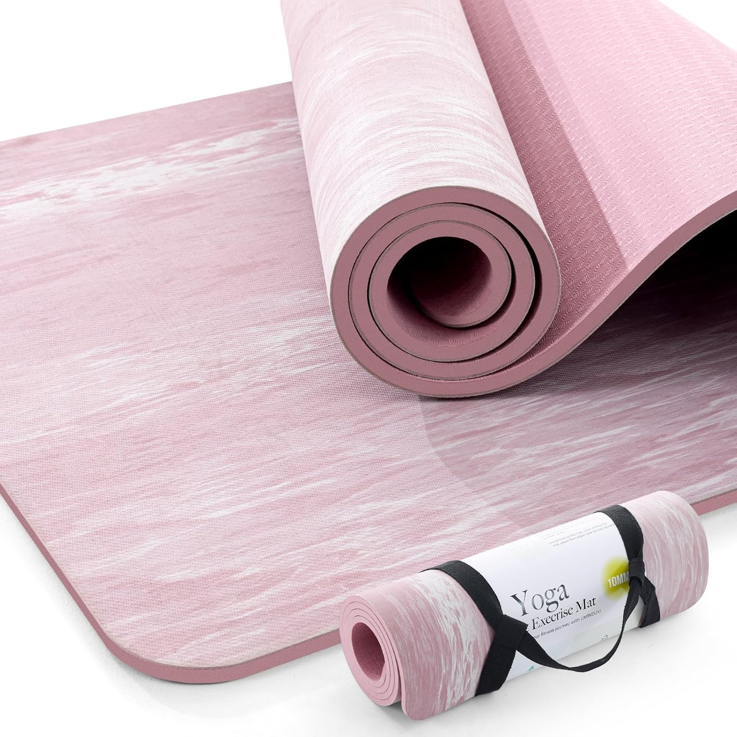 UMINEUX Extra Thick Yoga Mat, 2/5 Inch (10MM), Natural Rubber and TPE Non Slip Y...