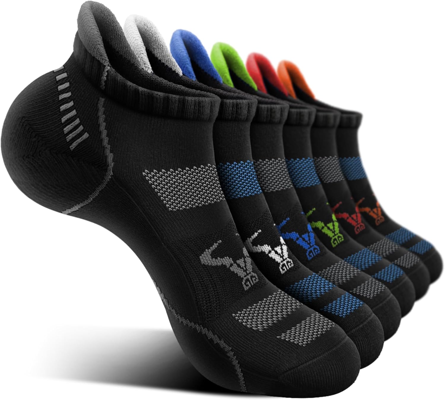 BULLIANT Men Running Socks 6Pairs-Ankle Athletic Socks Wicking Cushioned for Men...