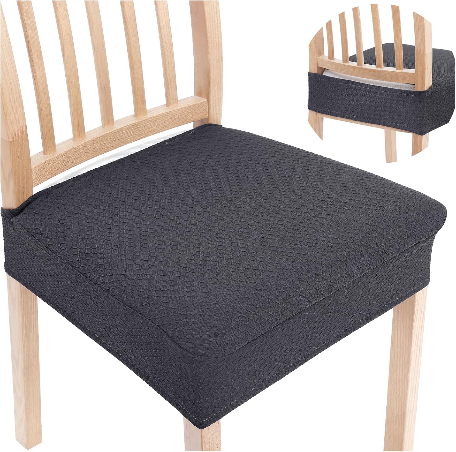 Smiry Stretch Jacquard Seat Covers for Dining Room Chairs Set of 4, Removable Wa...