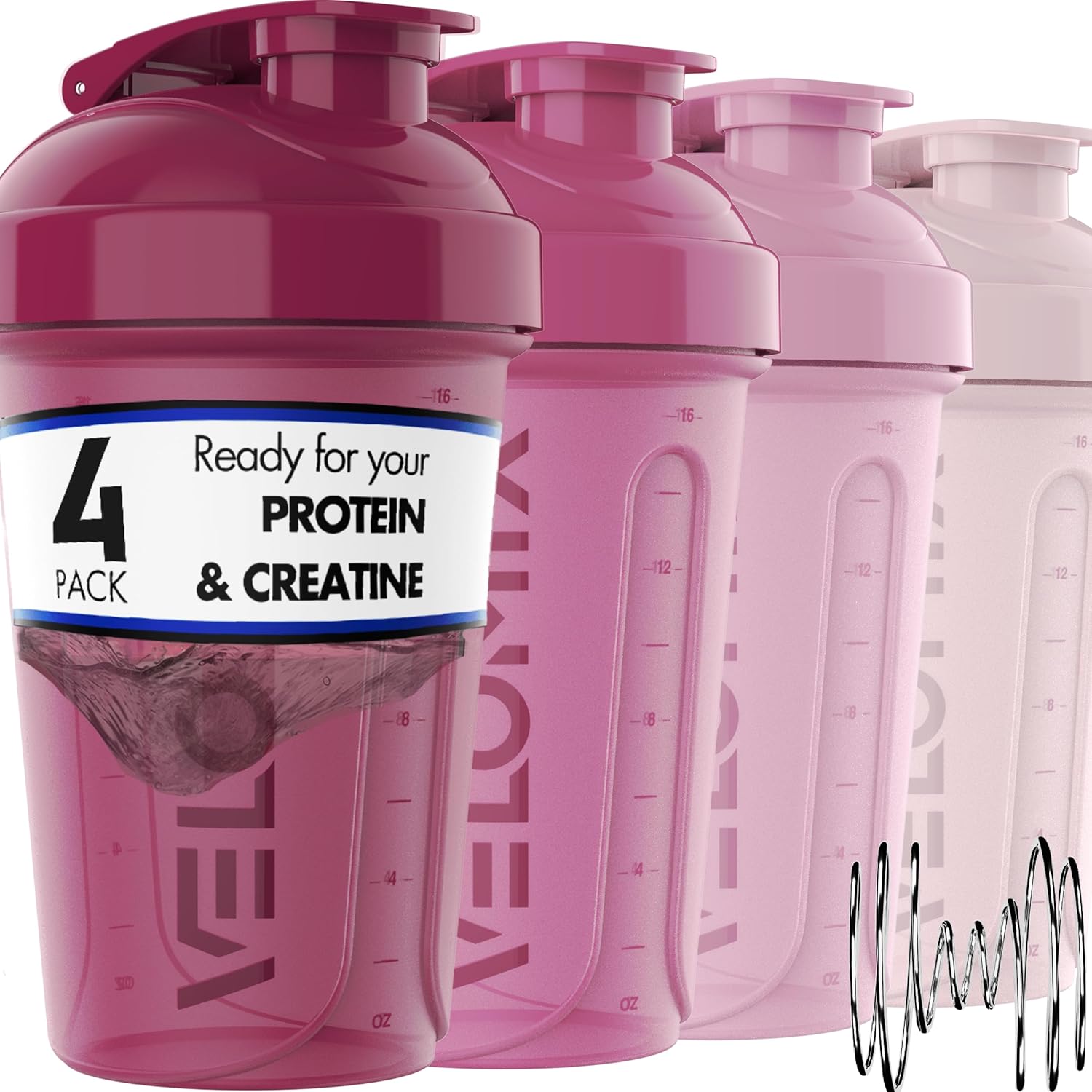 -4 PACK- 20 OZ Protein Shaker Bottles for Protein Mixes, Shaker Cups for Protein...