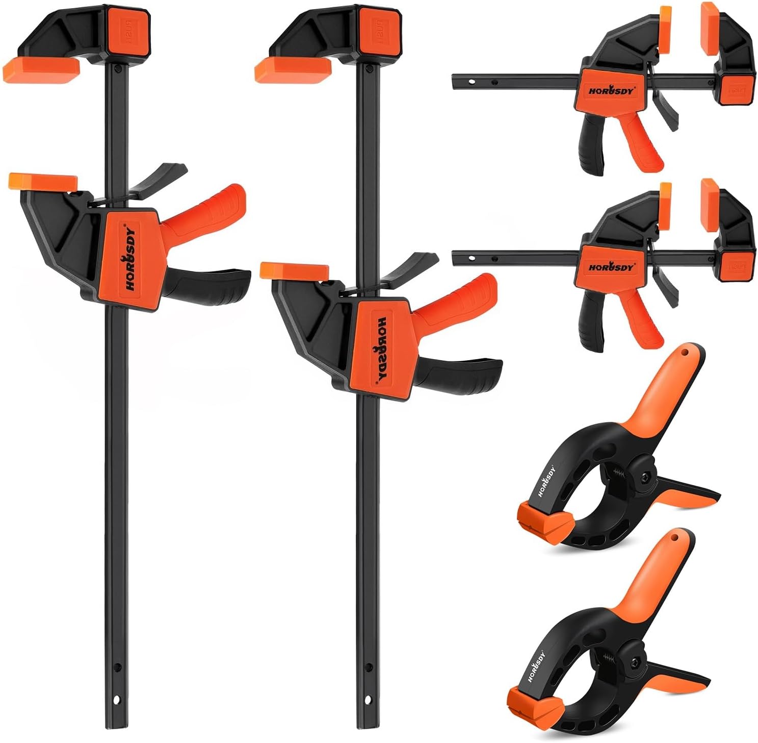 HORUSDY 6-Pack Wood Clamps for Woodworking, 12" and 6" Bar Clamps, Wood Working...