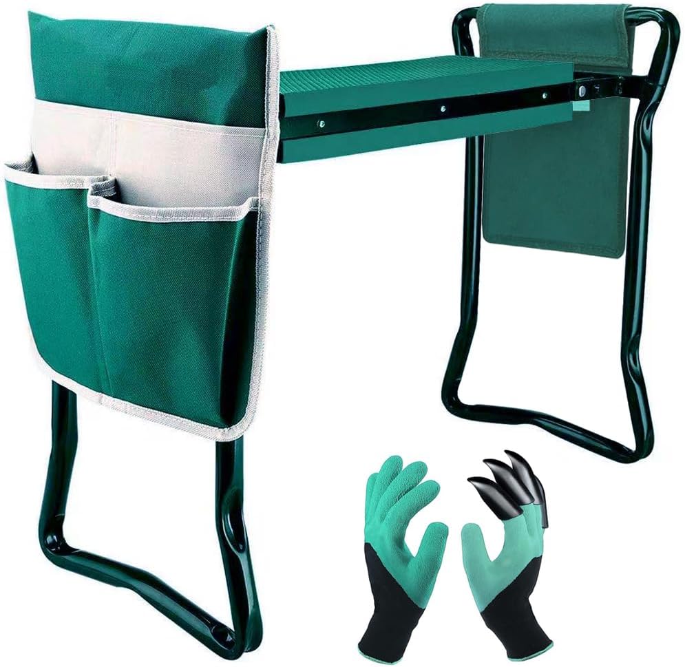 Garden Kneeler and Seat,with 2 Tool Bags Pouches a...