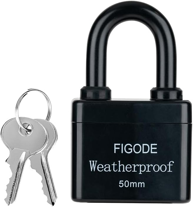 FIGODE® Outdoor Waterproof Padlock, Covered Heavy Duty Laminated Steel Keyed Loc...