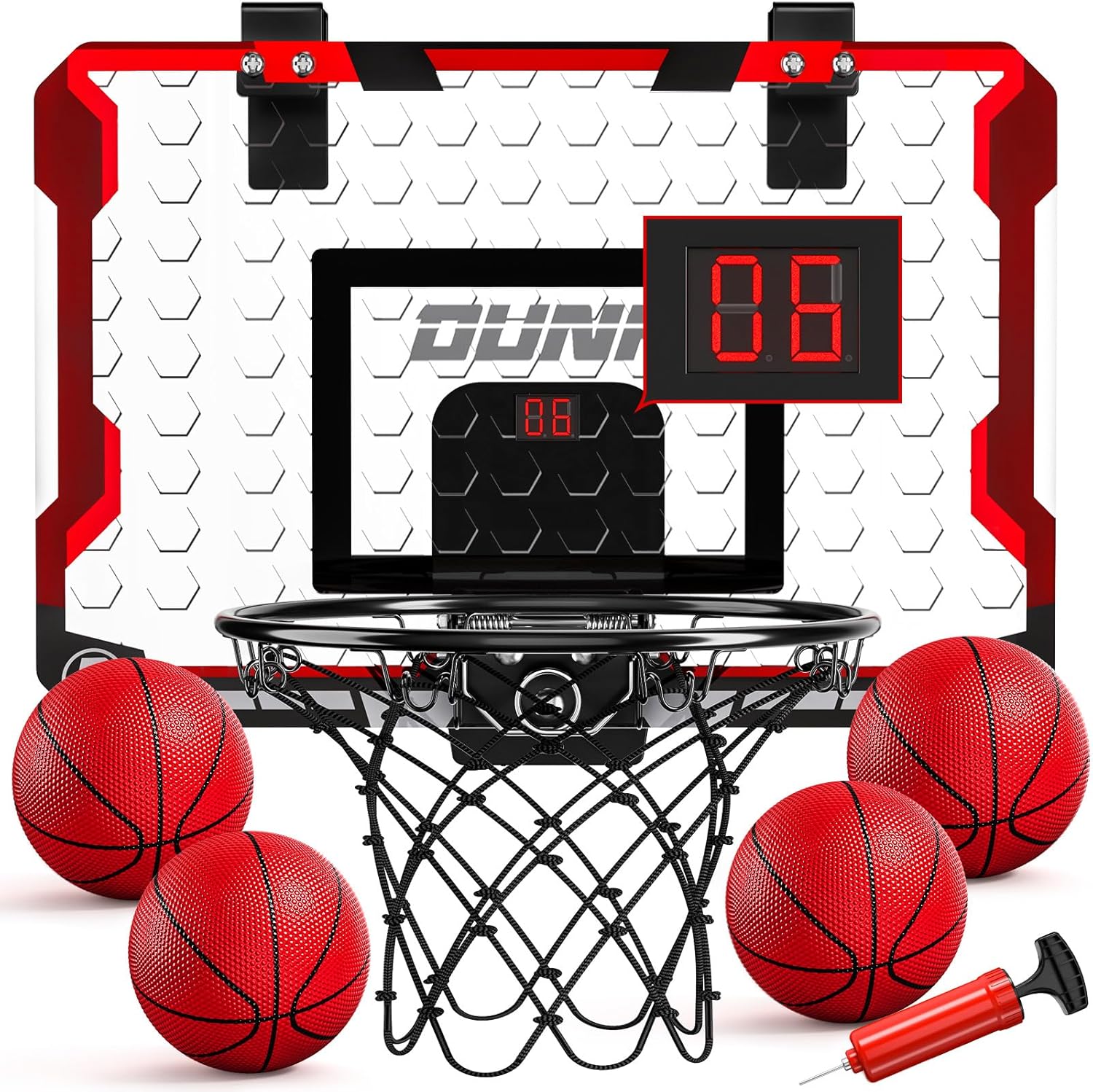 TEMI Basketball Hoop Indoor, Kids Basketball Hoop with 4 Balls, Over The Door Ba...