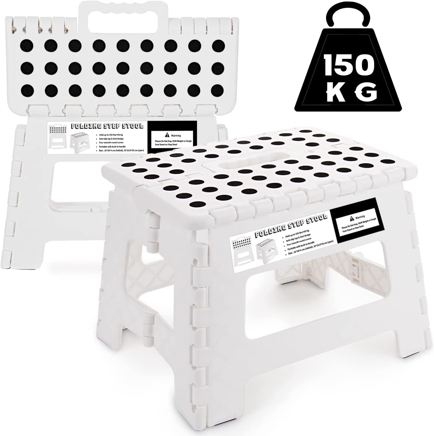 Step Stool for Kids & Adults - 9 inch Plastic Folding Stepping Stool for Kitchen...