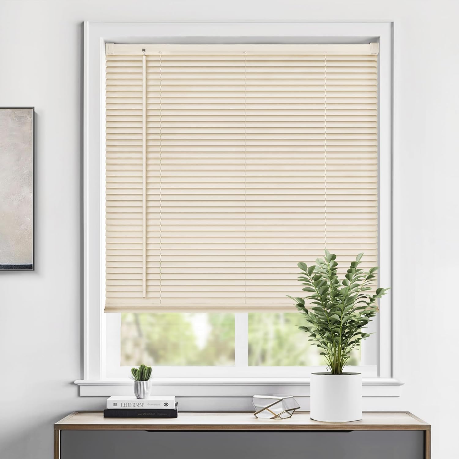 LazBlinds Cordless 1" Vinyl Horizontal Mini Blinds, Light Filtering Blinds for W...