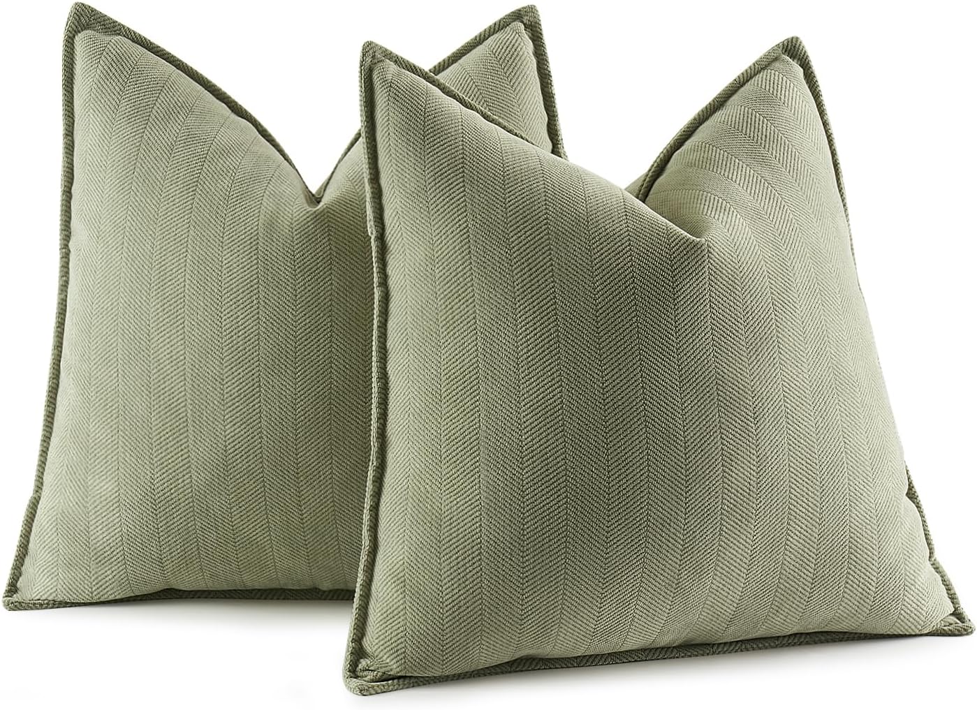 MIULEE Pack of 2 Sage Green Decorative Pillow Covers 20x20 Inch Soft Chenille Lu...