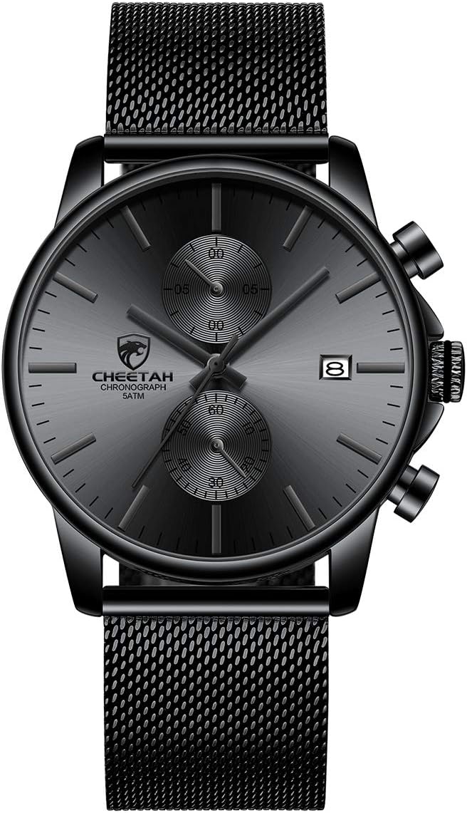 GOLDEN HOUR Mens Watch Fashion Sleek Minimalist Quartz Analog Mesh Stainless Ste...