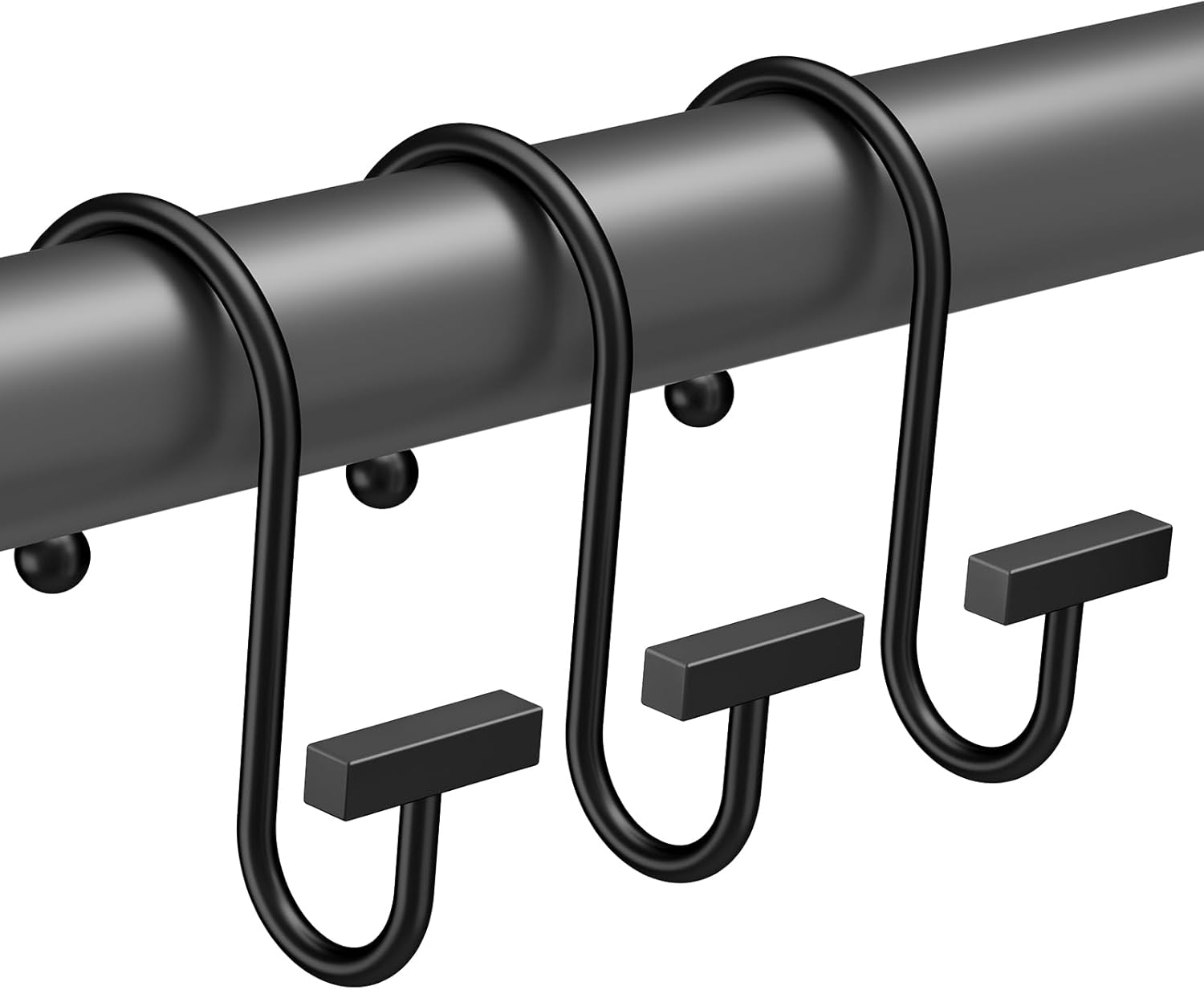 Shower Curtain Hooks, Black Shower Curtain Rings Rust Proof, 12PCS Shower Hooks...