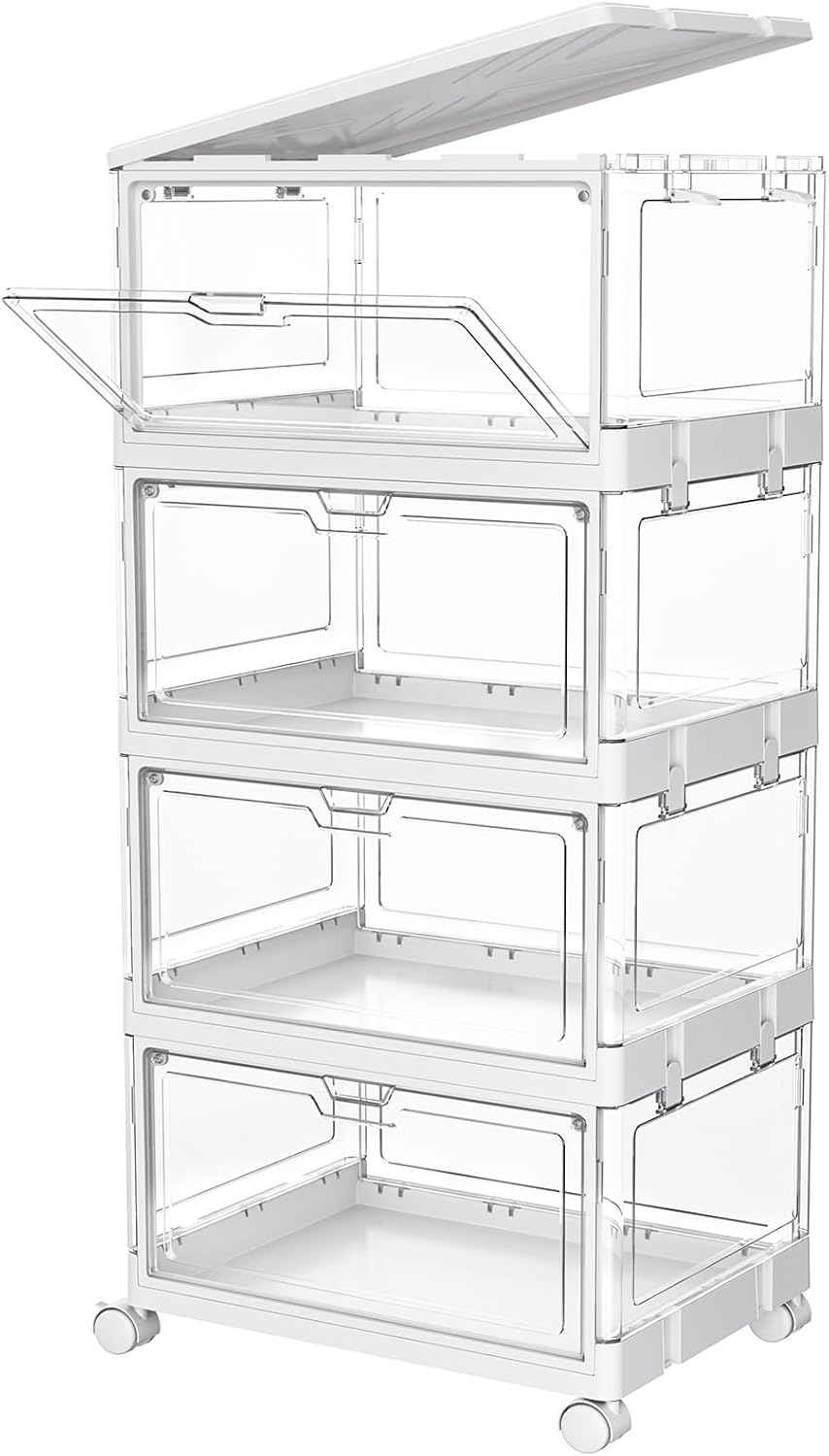 PurKeep Storage Boxes Storage Drawers - Plastic Storage Boxes with Lid 25L/Tier,...