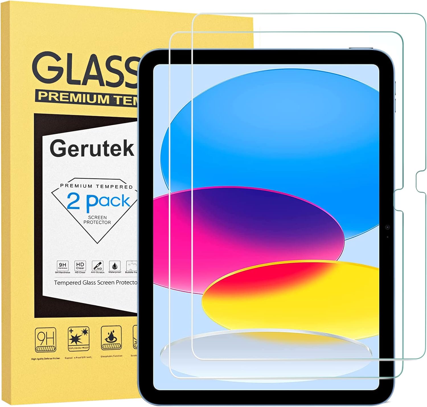Gerutek [2-Pack Screen Protector for New iPad 10th Generation 2022 10.9 Inch, [T...