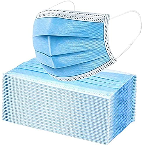 3-Ply Disposable Face Masks, Soft on Skin, Pack of Blue Masks with Elastic Earlo...