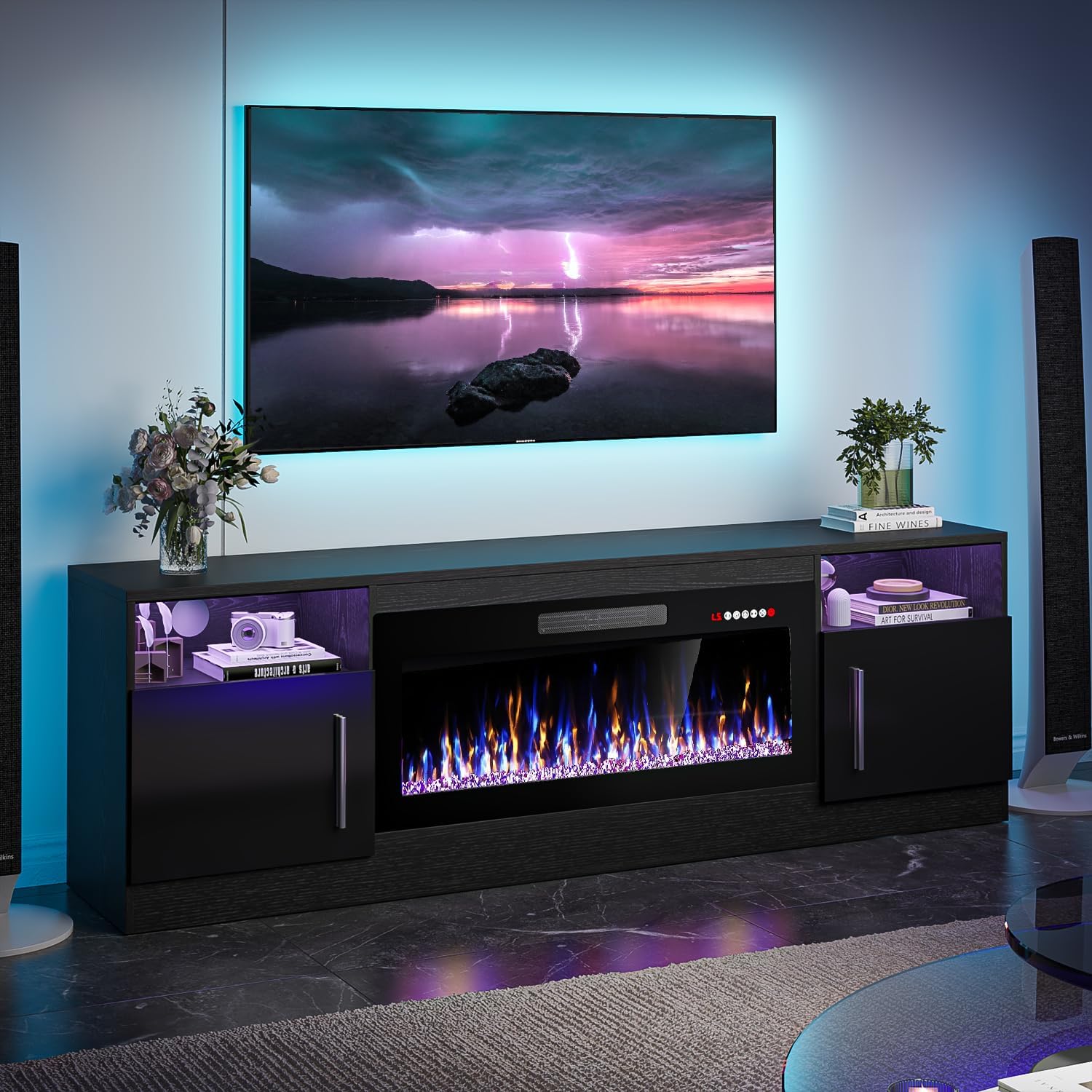 VITESSE Fireplace with TV Stand 36" inch Electric Fireplace Up to 80" TVs, LED L...