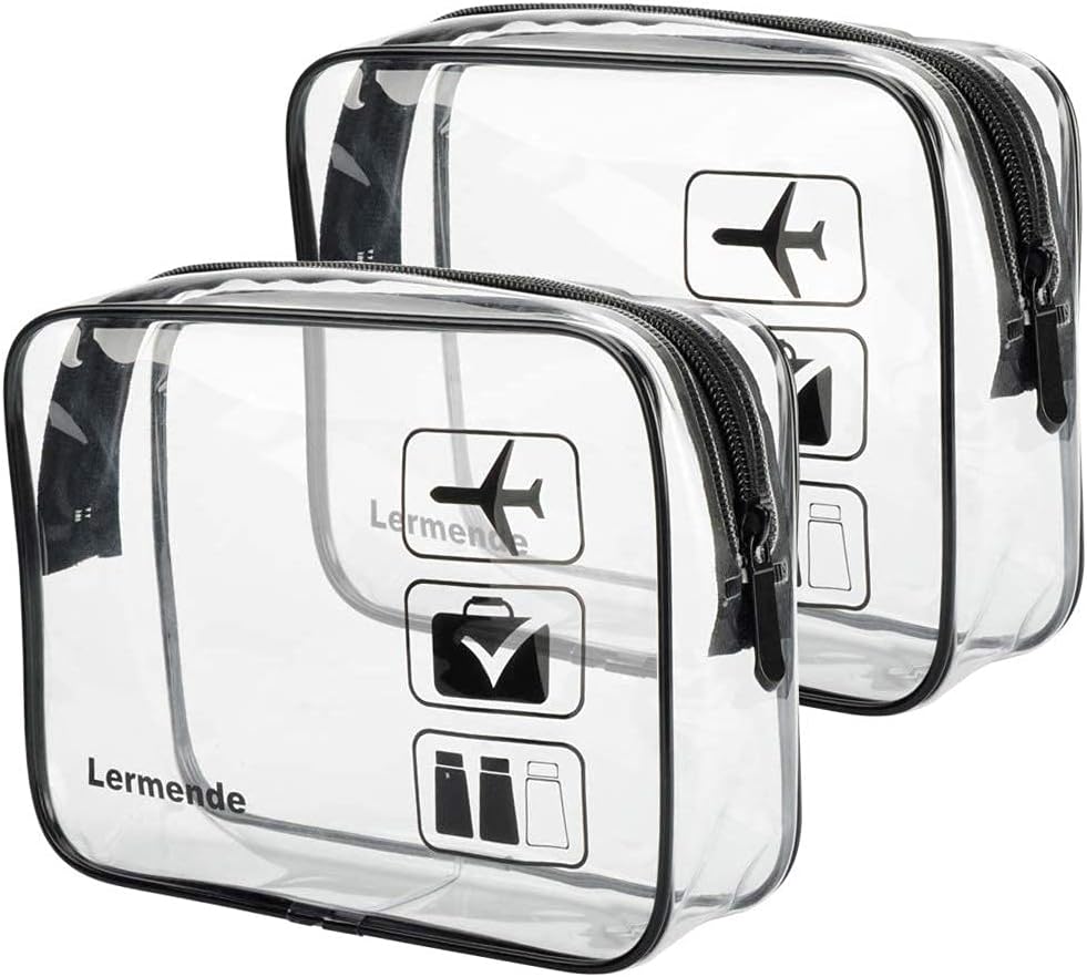 2pcs/Pack Lermende Clear Toiletry Bag TSA Approved Travel Carry On Airport Airli...