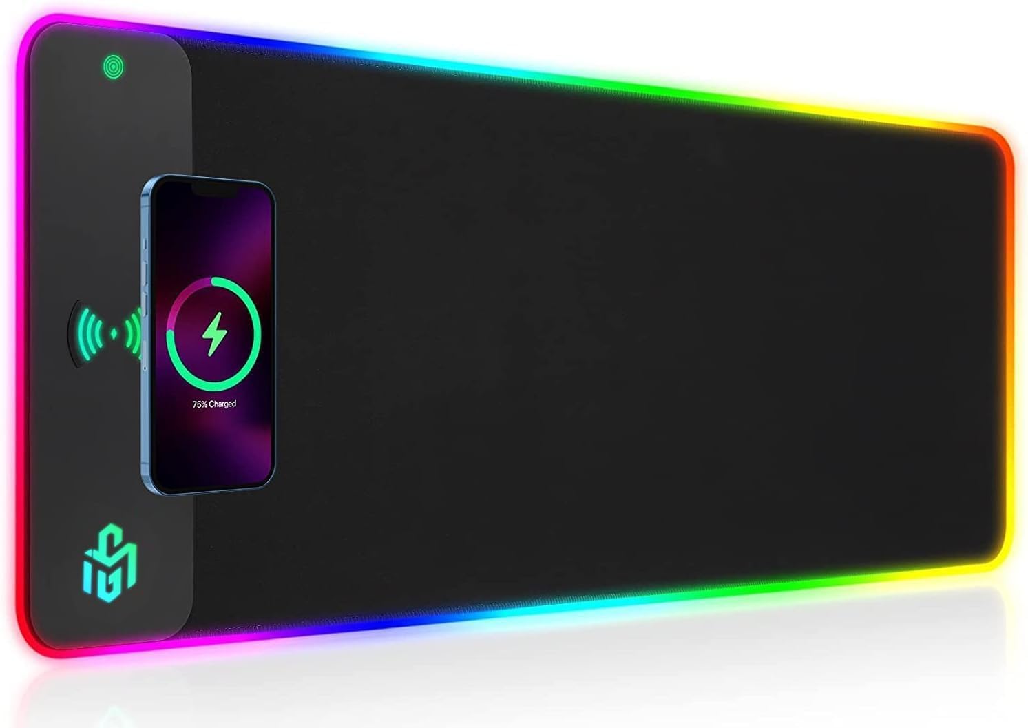 GIM Wireless Charging RGB Gaming Mouse Pad 15W, LED Mouse Mat 800x300x4MM, 10 Li...