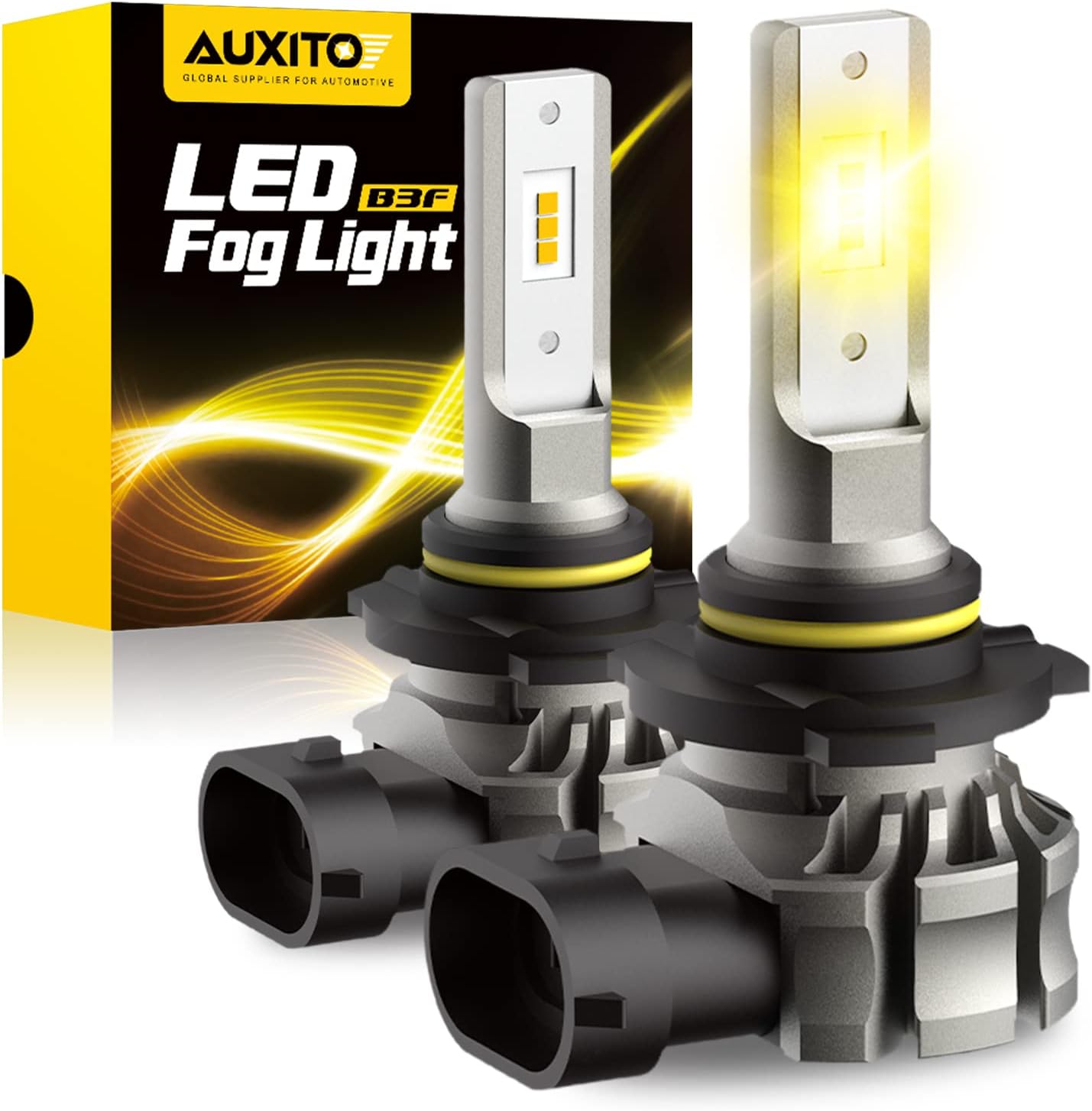 AUXITO 9145 LED Fog Light Bulbs Yellow, 6000LM 3000K Amber Fog Lights, H10/9045/...