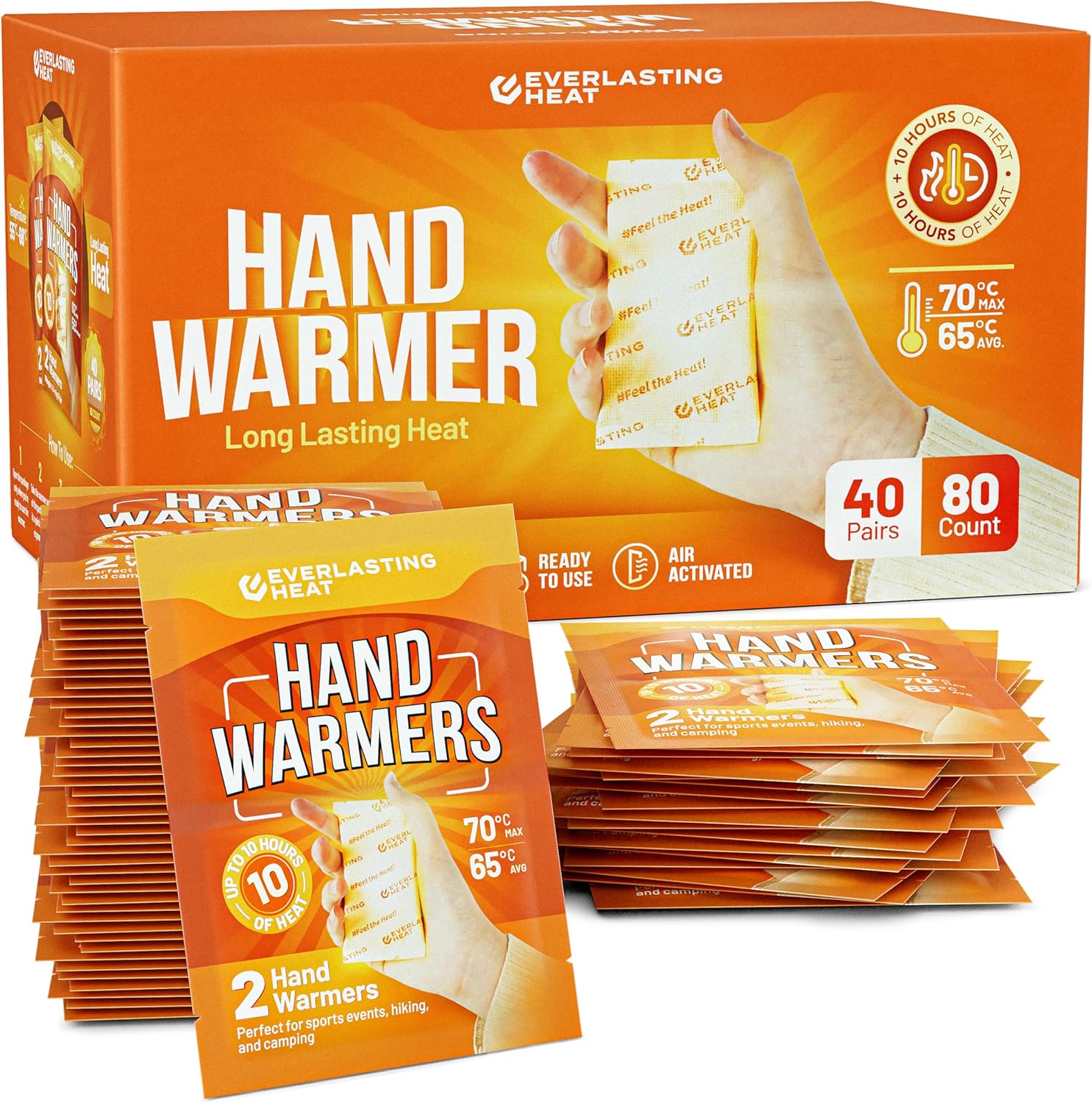 Hand Warmers 40 Pairs (80 Warmers) - Up to 10 Hours of Long Lasting Warmth and H...