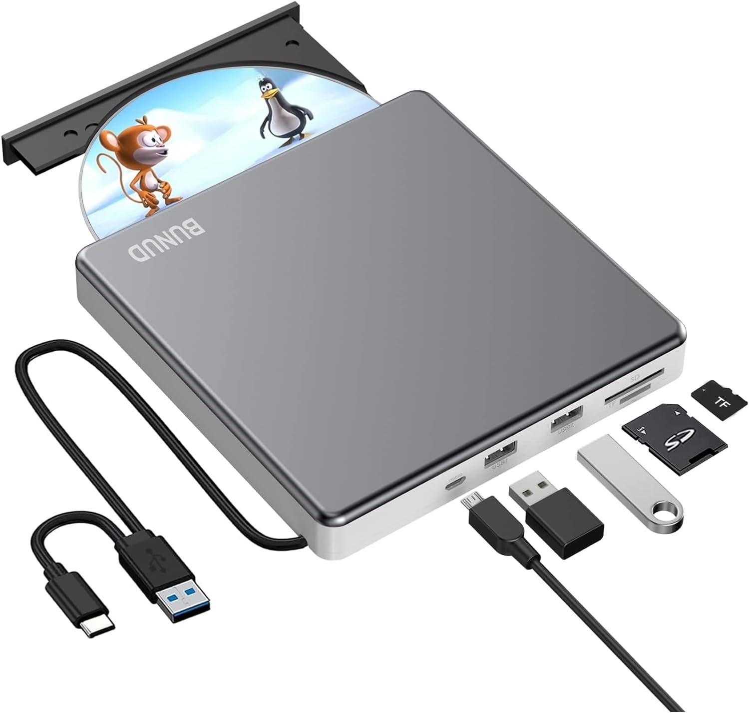 External CD DVD Drive, USB 3.0 & Type-C Portable CD/DVD +/-RW ROM Burner Rewrite...