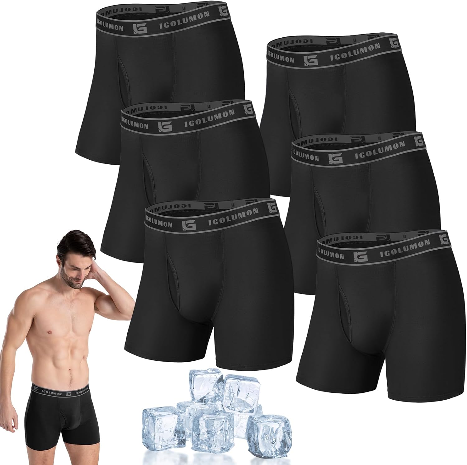 Mens Boxers Shorts Multipack Bamboo Boxers 6 Pack Breathable Underwear Trunks Lo...