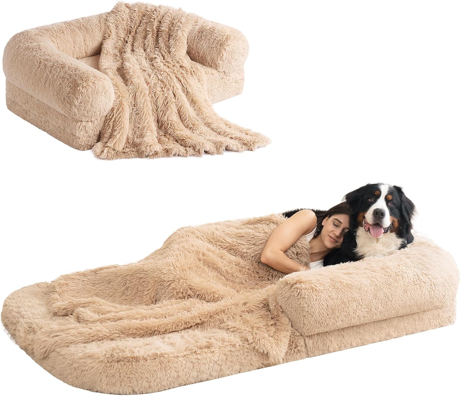EHEYCIGA Foldable Human Dog Bed for Adult, Orthopedic Memory Foam Dog Bed for Hu...