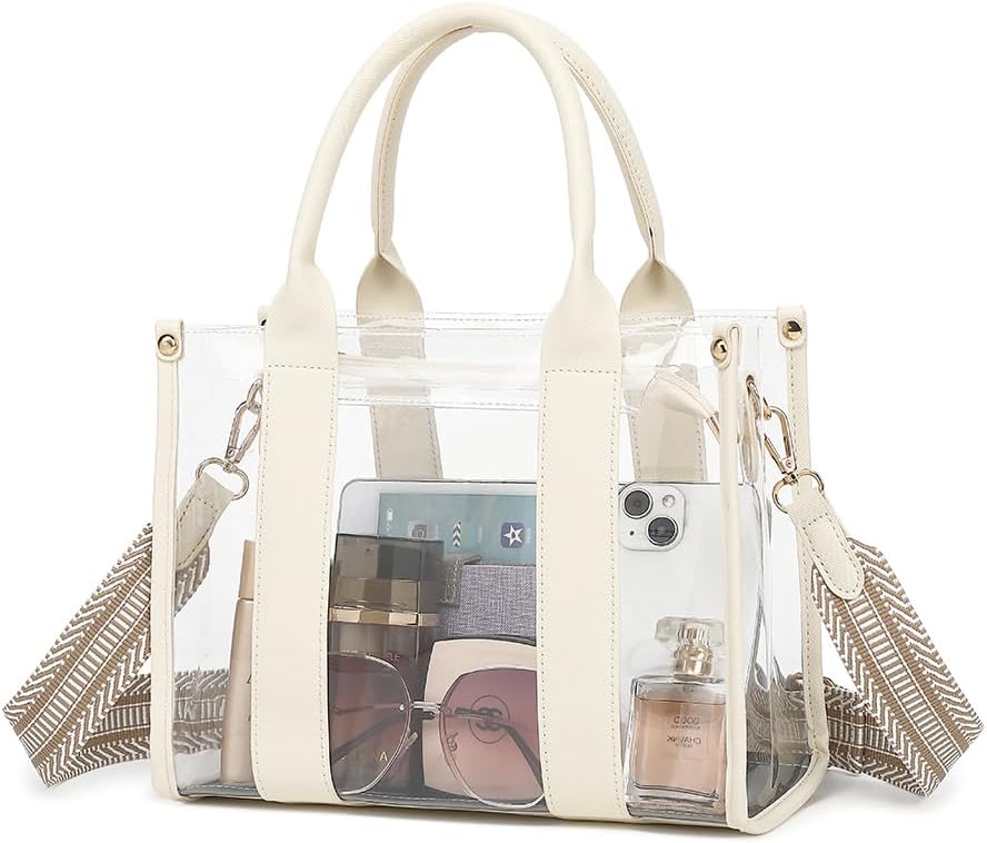 Clear Tote Bag Stadium Approved Crossbody Clear Bag for Stadium Events Clear Pur...