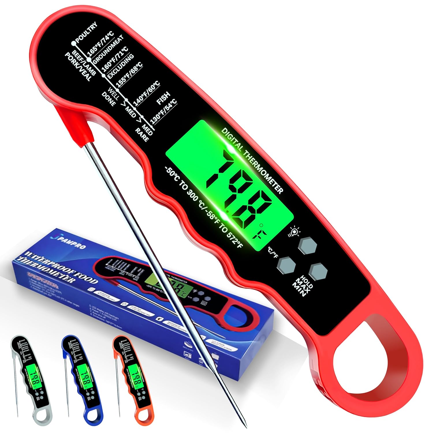 Meat Thermometer Digital, IP67 Waterproof Food Thermometer for Cooking and Bakin...