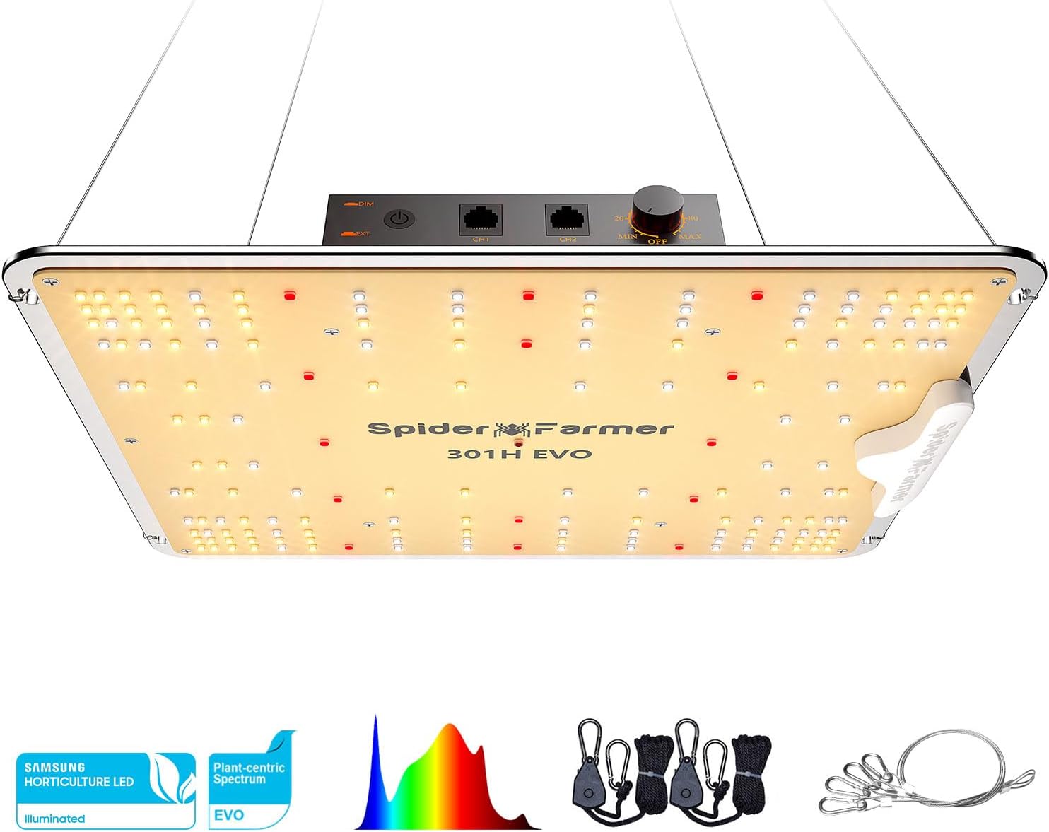 Spider Farmer 2024 New SF1000 LED Grow Light with Samsung LM301H EVO High Effici...