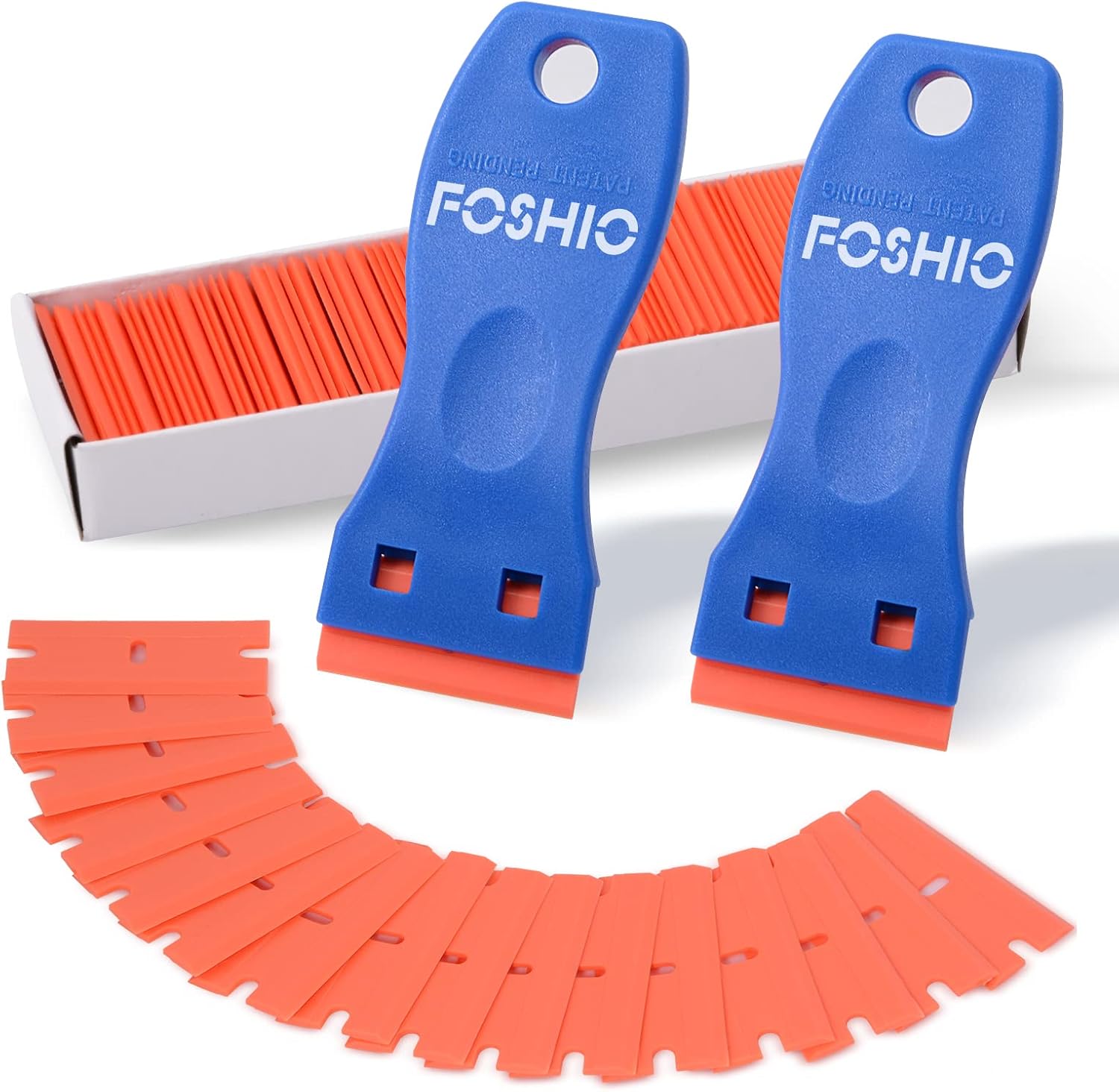 FOSHIO Plastic Razor Blade Scraper Include 2PCS Scraper Tool and 100PCS Blades f...