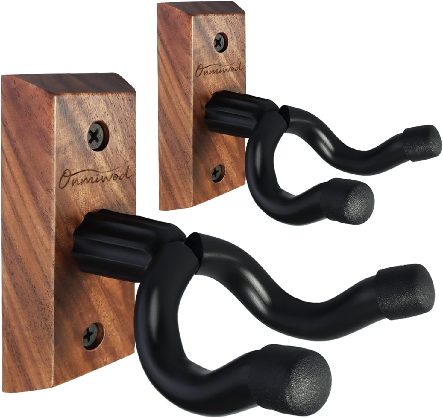 Guitar Wall Mount 2 Pack, Black Walnut Wood Guitar Hanger, U-Shaped Guitar Wall...