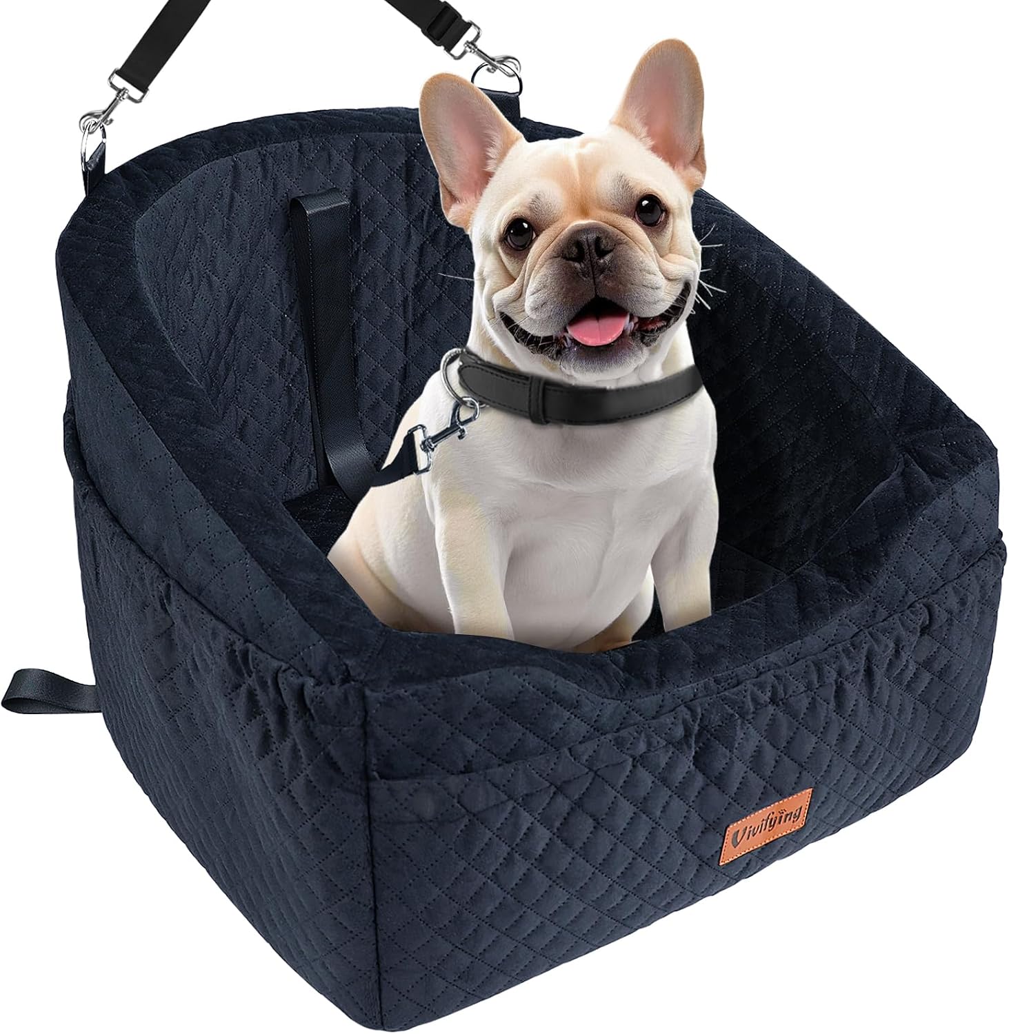 Vivifying Dog Car Seat, Memory Foam Dog Booster Seat for Small Under 30 Lbs, Det...