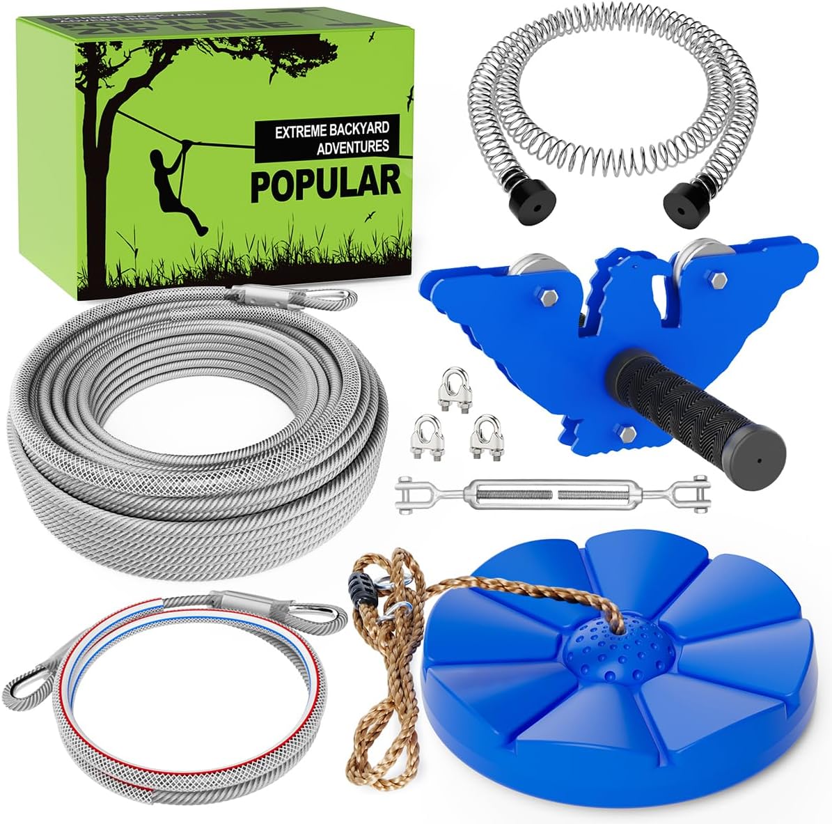 X XBEN Zip line Kits for Backyard, Zip Lines for Kid and Adult, Included Swing S...