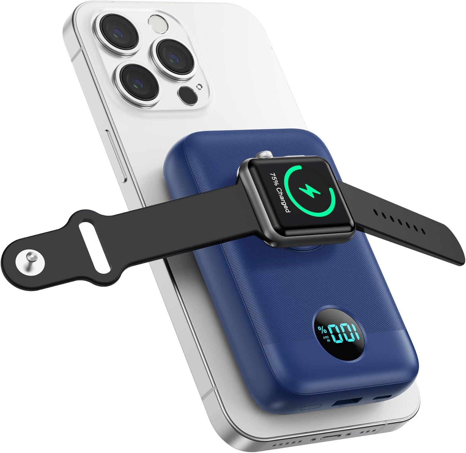 Magnetic Portable Charger 10800mAh,4-in-1 Wireless Power Bank with iWatch Charge...