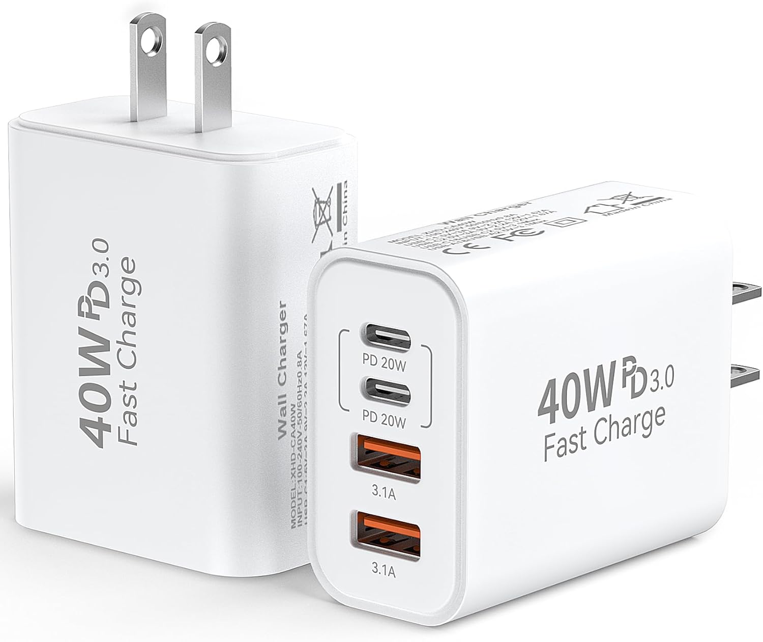 USB C Wall Fast Charger Block, 40W 4-Port Type C Charger Fast Charging Blocks PD...