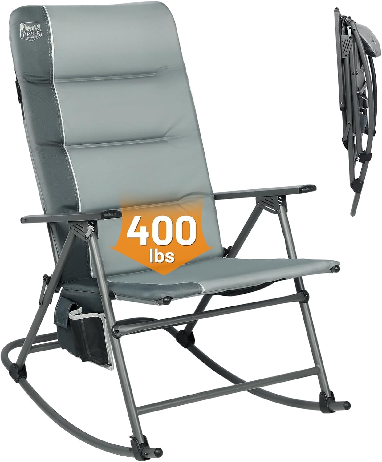 TIMBER RIDGE Oversized Folding Rocking Camping Chair, Padded Outdoor Rocker with...