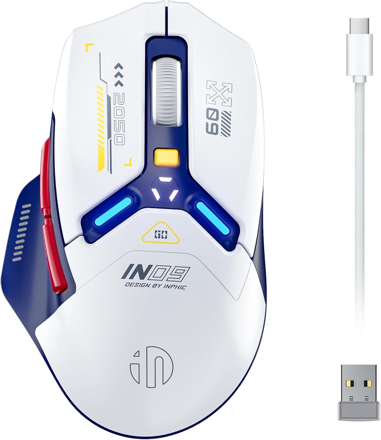 INPHIC IN9 Wireless Gaming Mouse, True Tri-Mode Bluetooth/Type-C Wired/2.4G Wire...