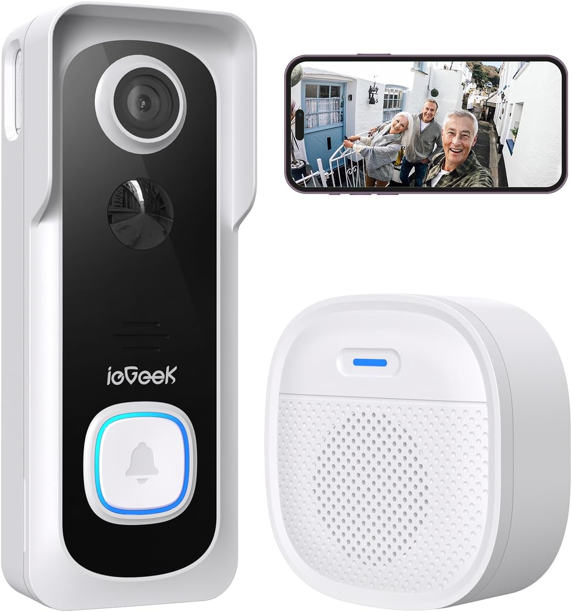 ieGeek Video Doorbell Wireless with Chime - 2K HD Doorbell Camera, Smart Home Se...