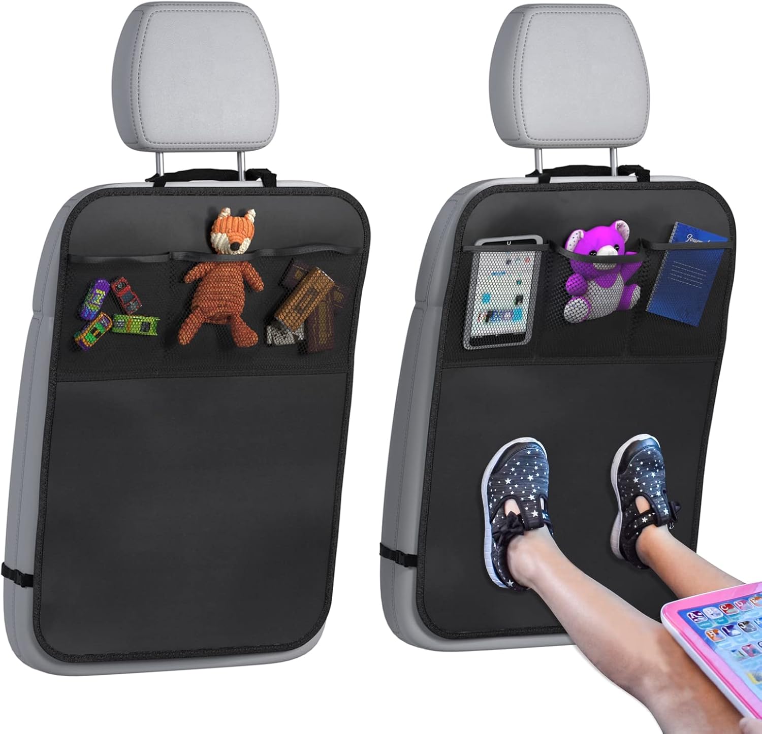 lebogner Back Seat Cover For Kids + 3 Pocket Storage Organizer, 2 Pack X-Large W...