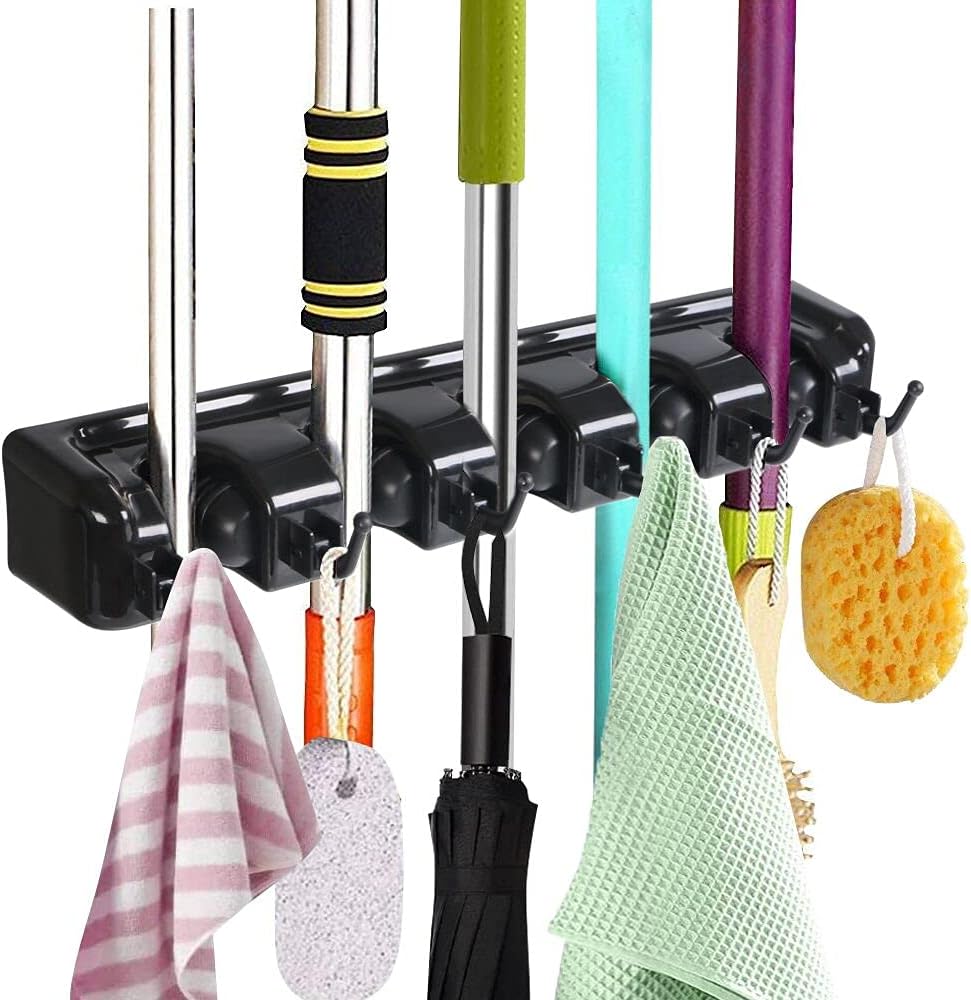 Vicloon Mop Holder, Garden Tool, Brush Mop, Tidy Organizer, Wall Mounted Organiz...