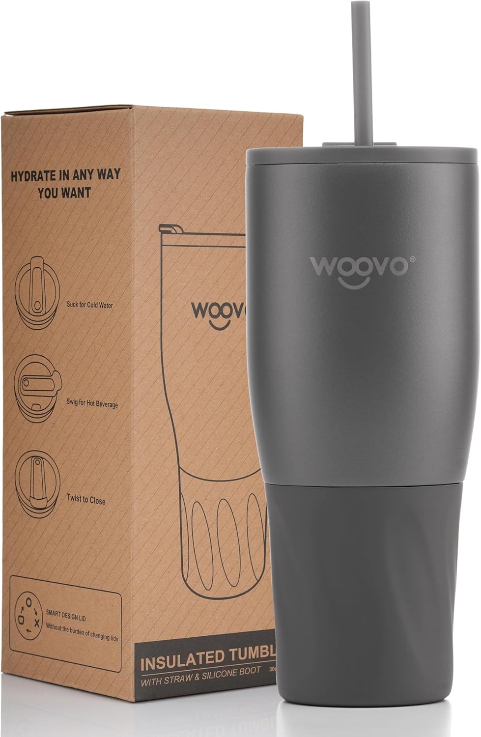 30 oz Tumbler with Lid and Straw - Insulated Double Wall Stainless Steel Water B...
