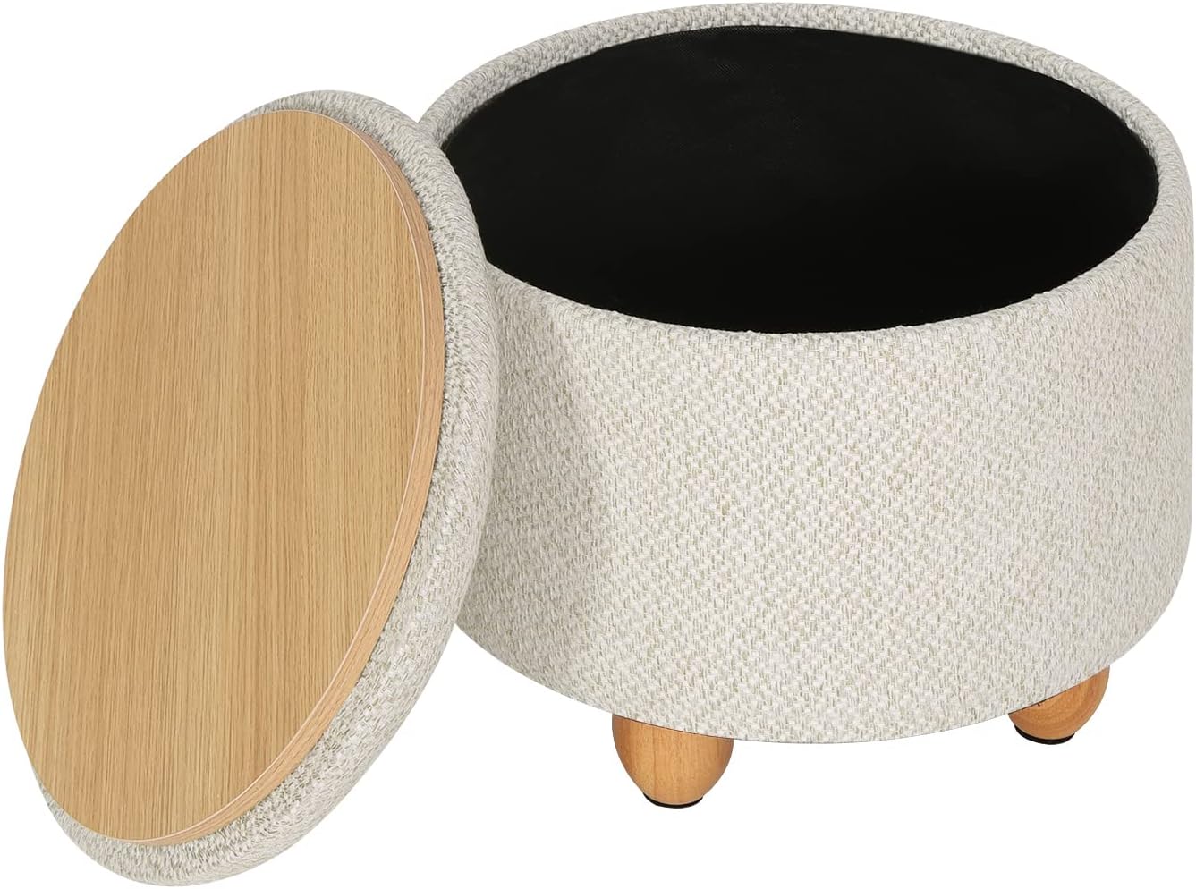 WOLTU Round Stool with Storage Space, Footstool with Lid, Padded Stool with Soli...