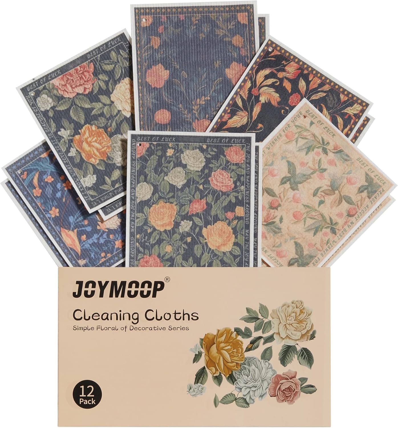 JOYMOOP 12 Pack Decorate Cleaning Cloth (Simple Floral of Decorative Series), Re...