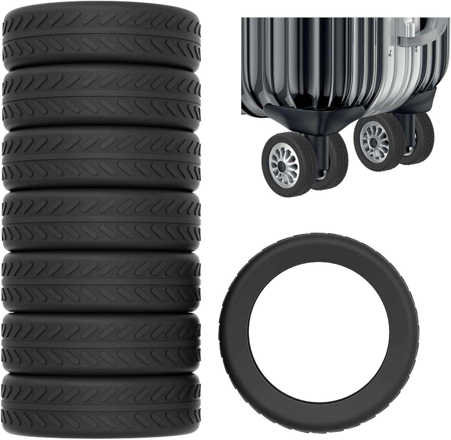 AWINNER Luggage Wheel Covers 8 Pack Upgraded,Silicone Luggage Wheel Protector Co...
