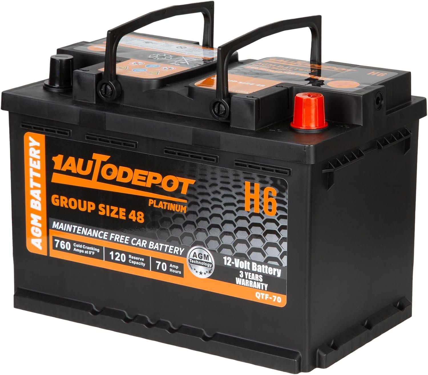 BCI Group 48 Car Battery, 12V 70Ah Size H6 Automotive Battery Premium Maintenanc...