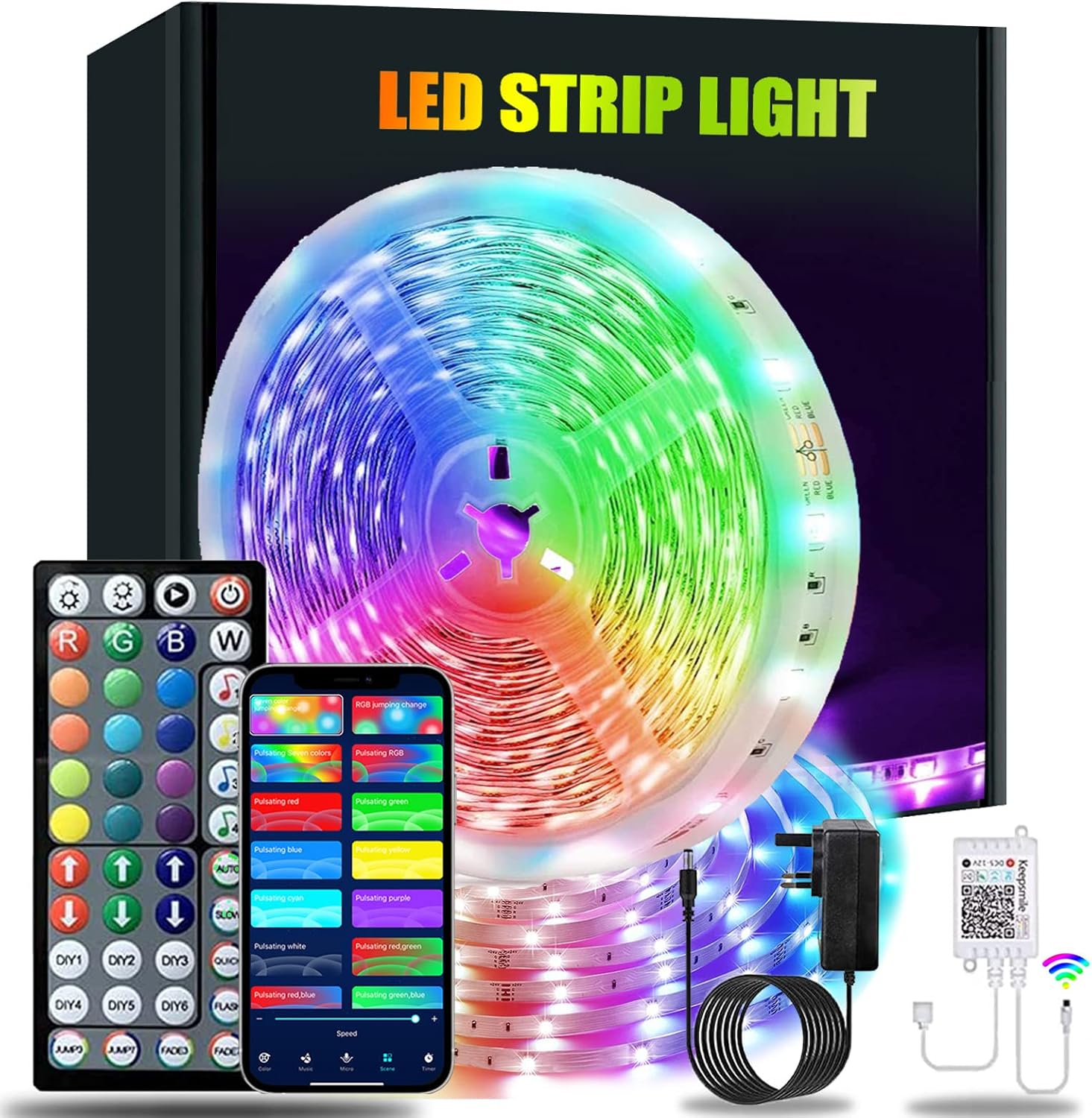 LATKRUU 20m LED Strip Lights with Remote, LED Lights for Bedroom Bluetooth RGB L...